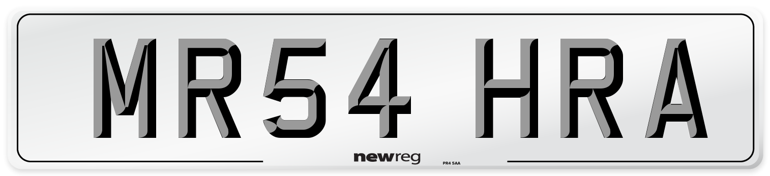 MR54 HRA Front Number Plate