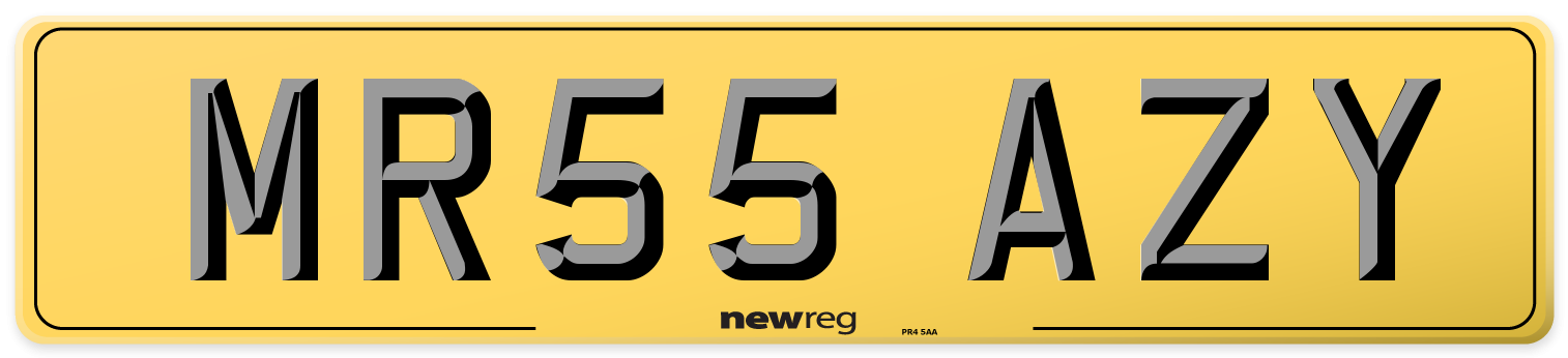 MR55 AZY Rear Number Plate