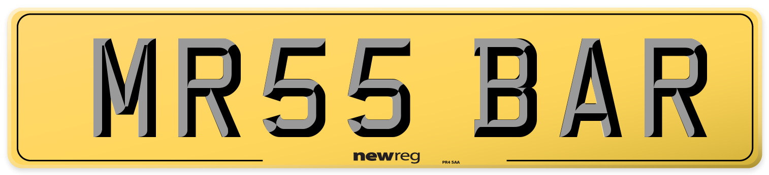 MR55 BAR Rear Number Plate