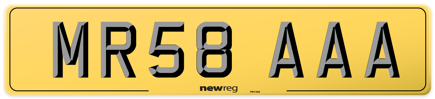 MR58 AAA Rear Number Plate