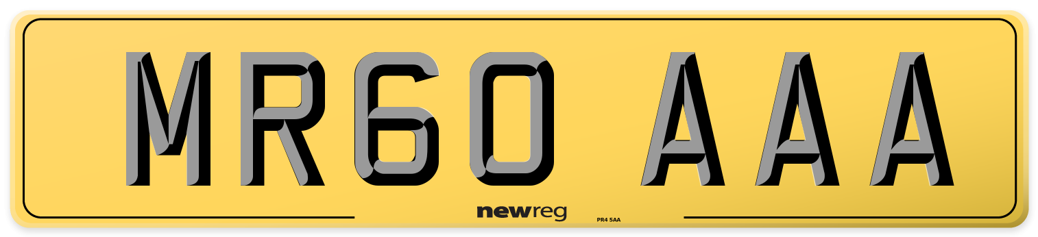 MR60 AAA Rear Number Plate