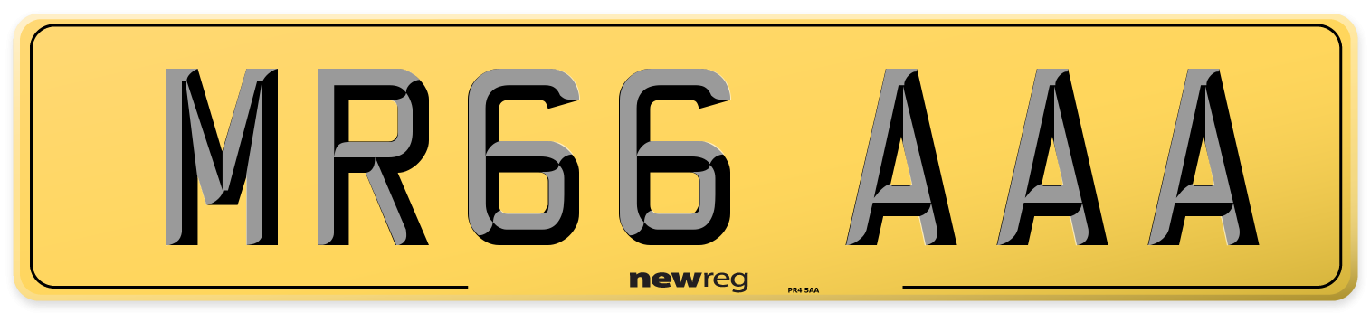 MR66 AAA Rear Number Plate