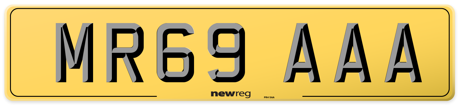 MR69 AAA Rear Number Plate