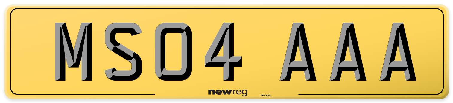 MS04 AAA Rear Number Plate