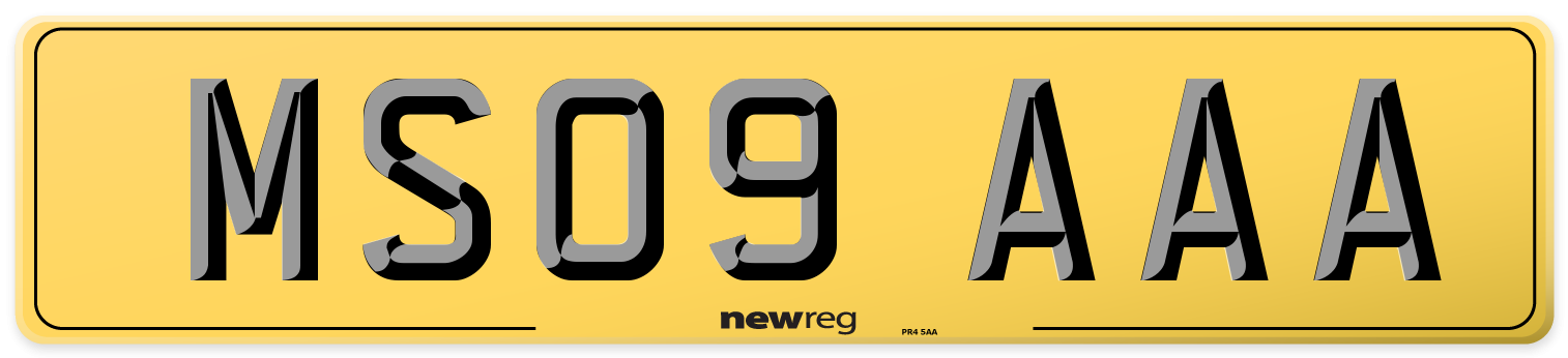 MS09 AAA Rear Number Plate