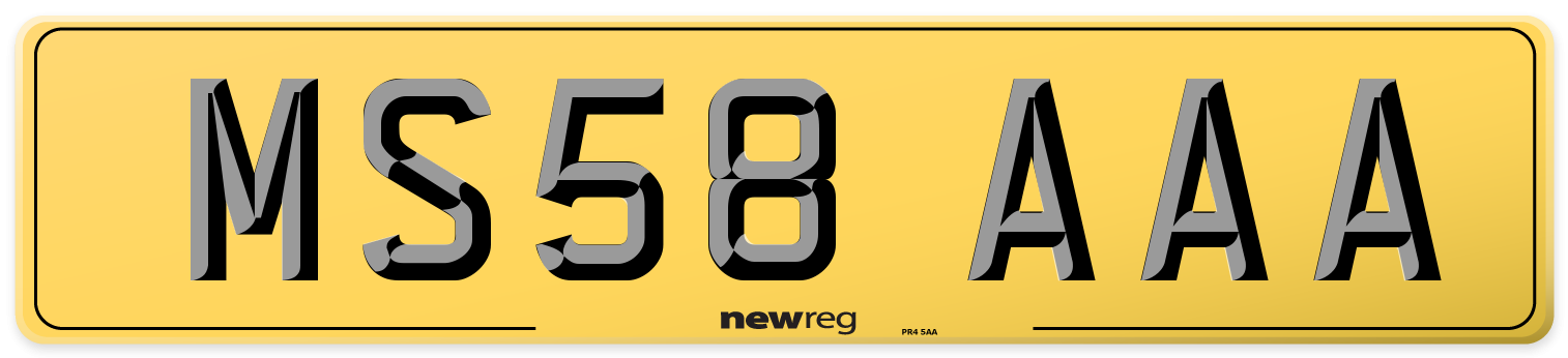 MS58 AAA Rear Number Plate