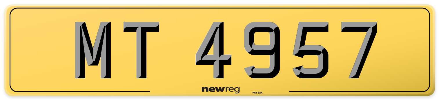 MT 4957 Rear Number Plate