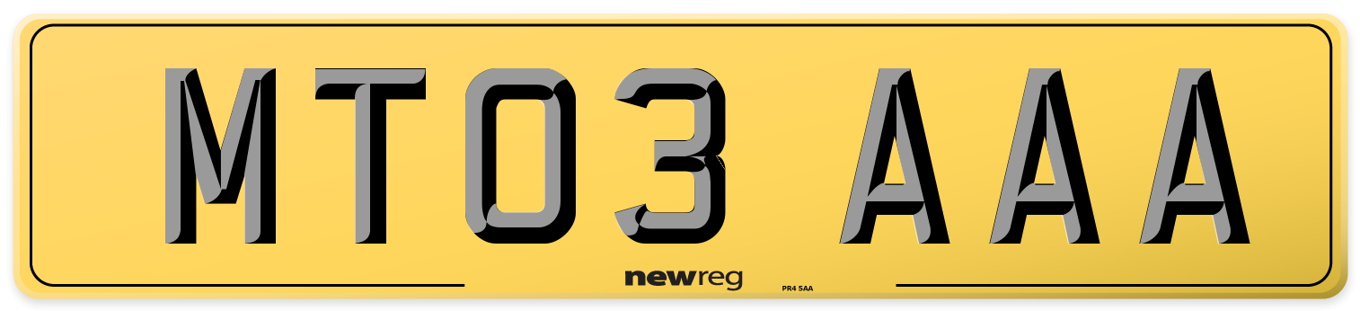 MT03 AAA Rear Number Plate