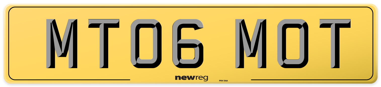 MT06 MOT Rear Number Plate