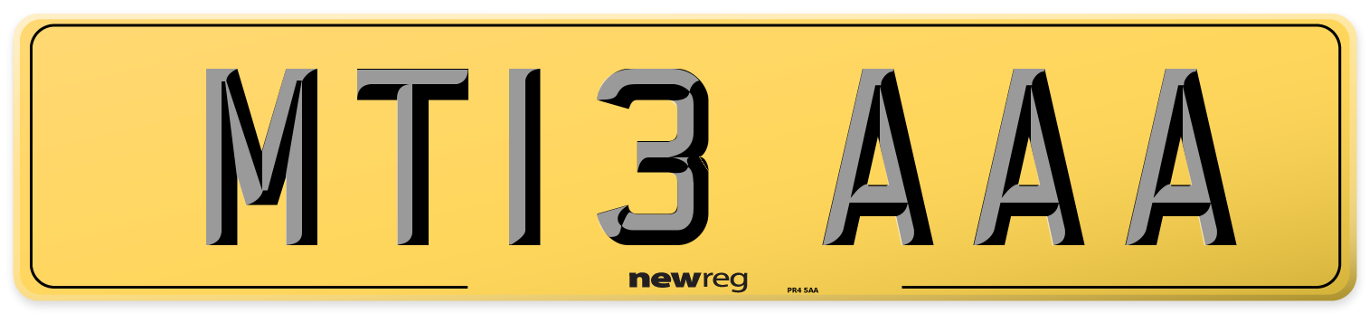 MT13 AAA Rear Number Plate