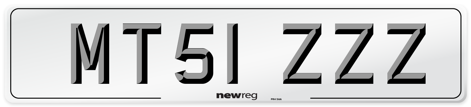 MT51 ZZZ Front Number Plate