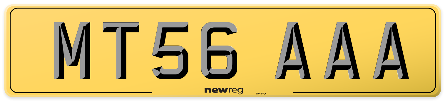 MT56 AAA Rear Number Plate