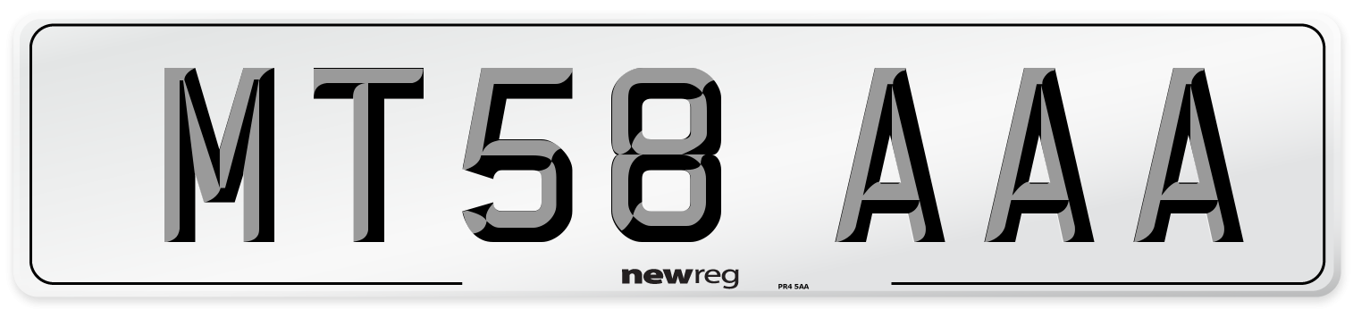 MT58 AAA Front Number Plate