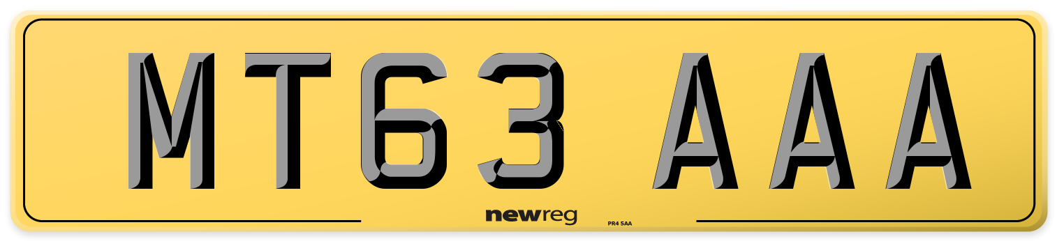 MT63 AAA Rear Number Plate