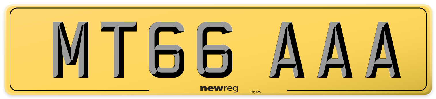 MT66 AAA Rear Number Plate