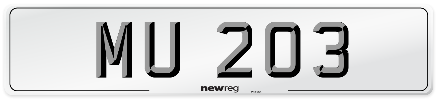 MU 203 Front Number Plate