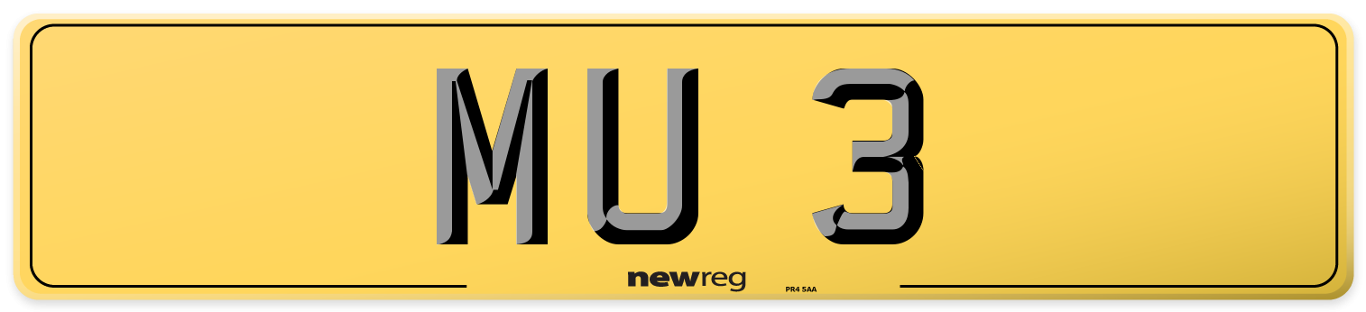 MU 3 Rear Number Plate