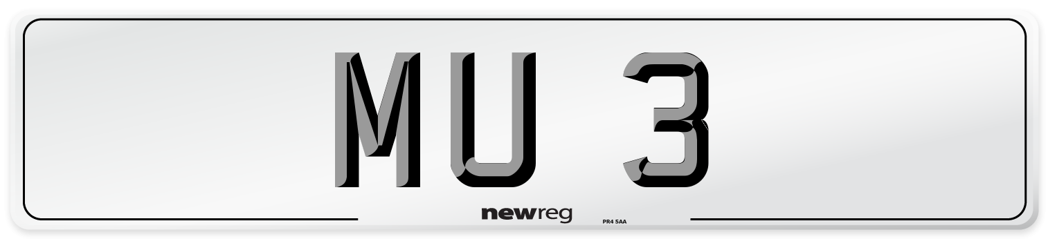 MU 3 Front Number Plate