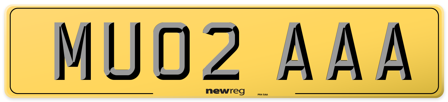 MU02 AAA Rear Number Plate