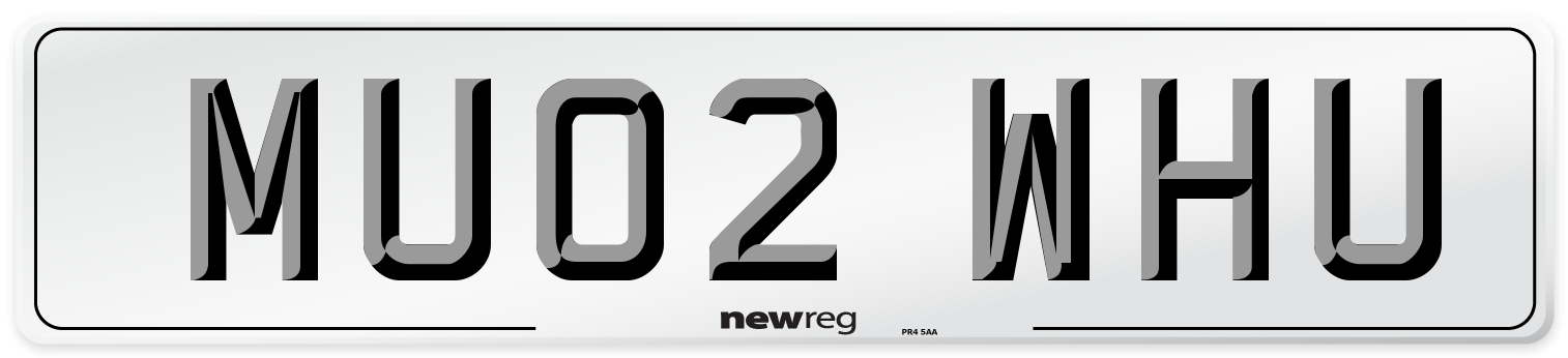 MU02 WHU Front Number Plate