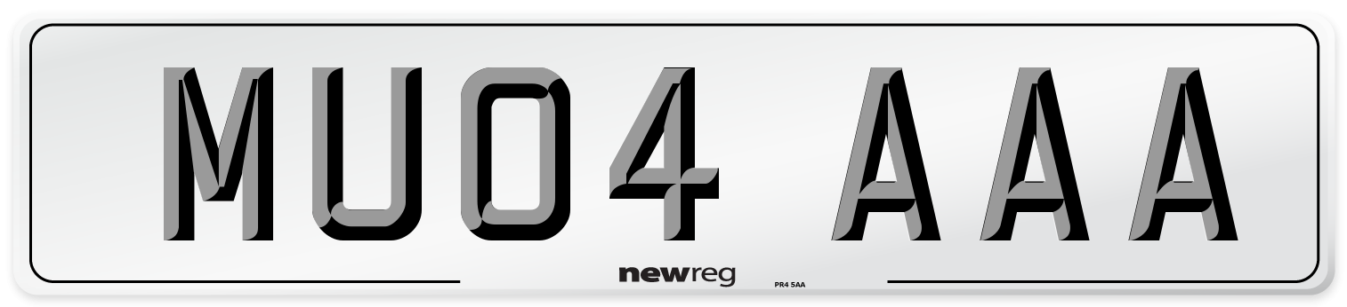 MU04 AAA Front Number Plate