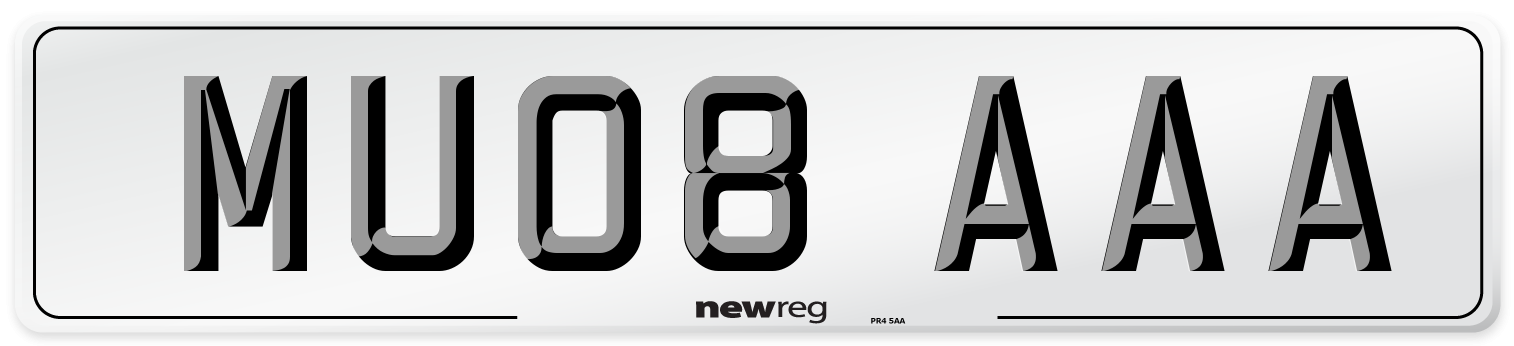 MU08 AAA Front Number Plate