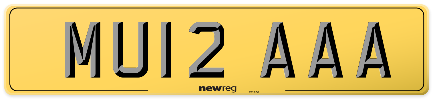 MU12 AAA Rear Number Plate