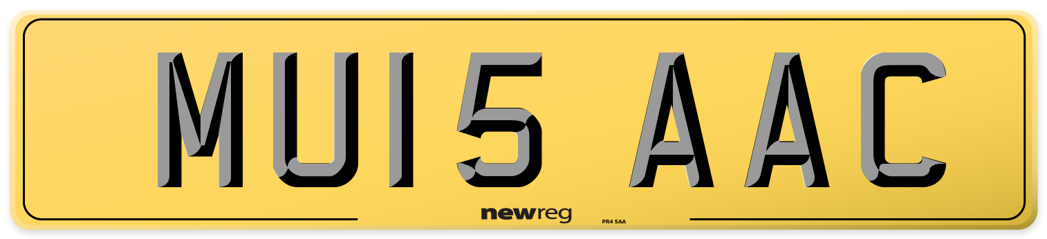 MU15 AAC Rear Number Plate
