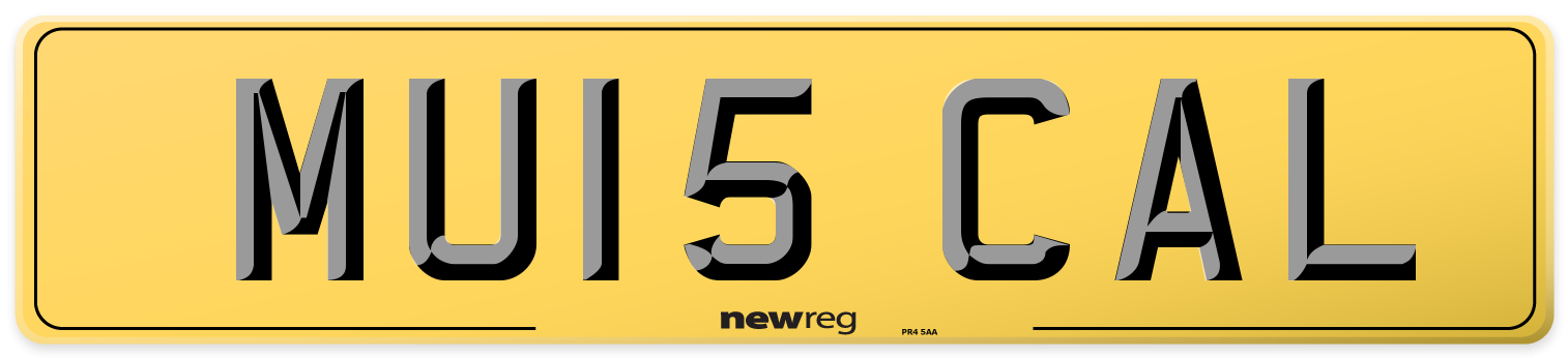 MU15 CAL Rear Number Plate
