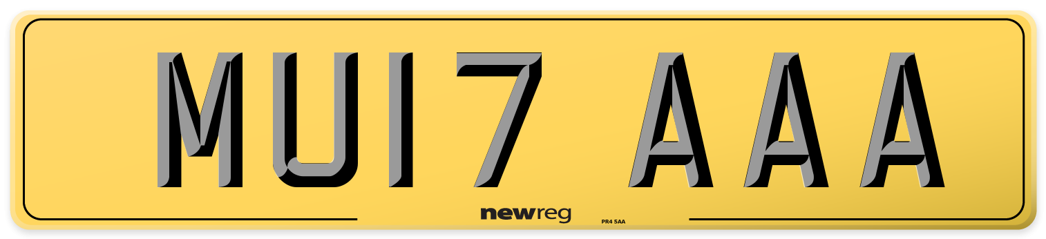 MU17 AAA Rear Number Plate