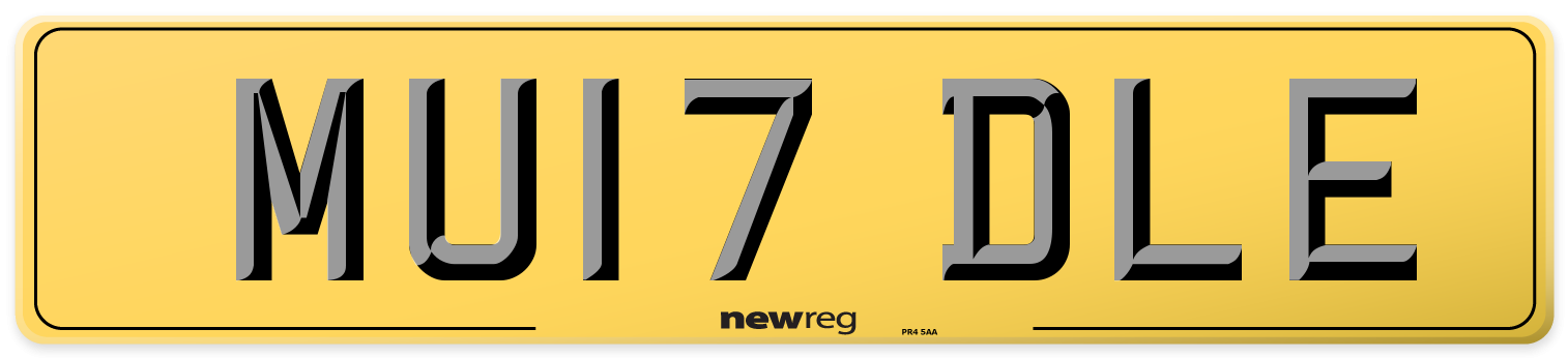MU17 DLE Rear Number Plate