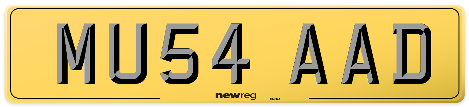 MU54 AAD Rear Number Plate