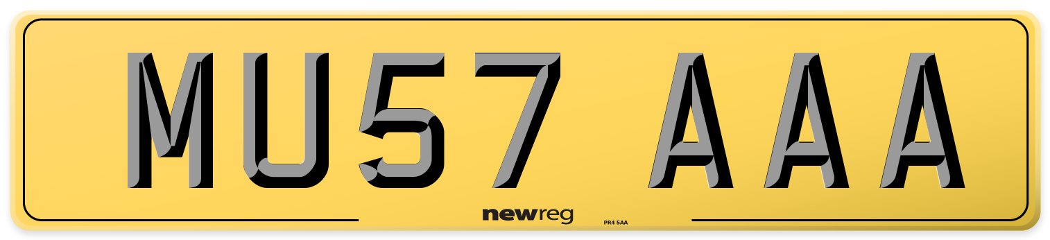 MU57 AAA Rear Number Plate