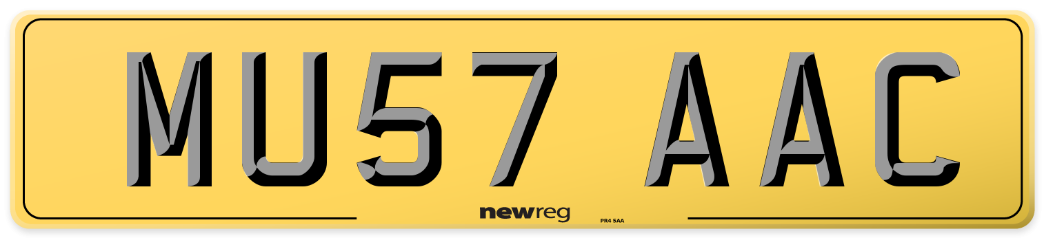 MU57 AAC Rear Number Plate