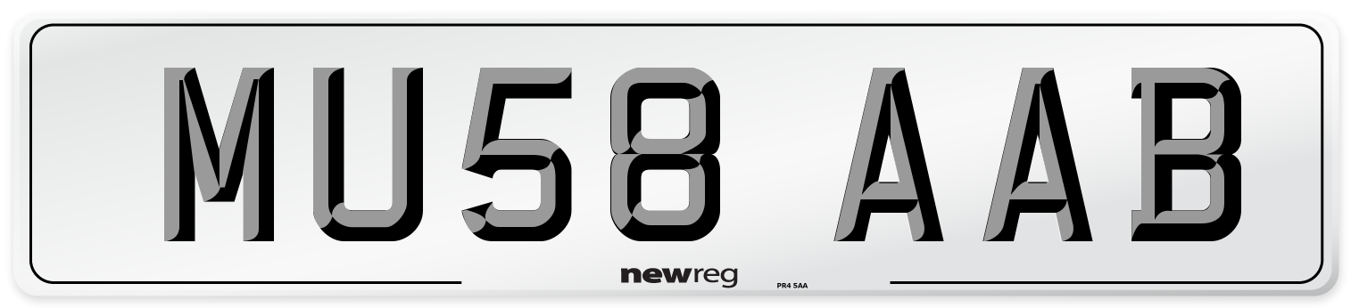 MU58 AAB Front Number Plate