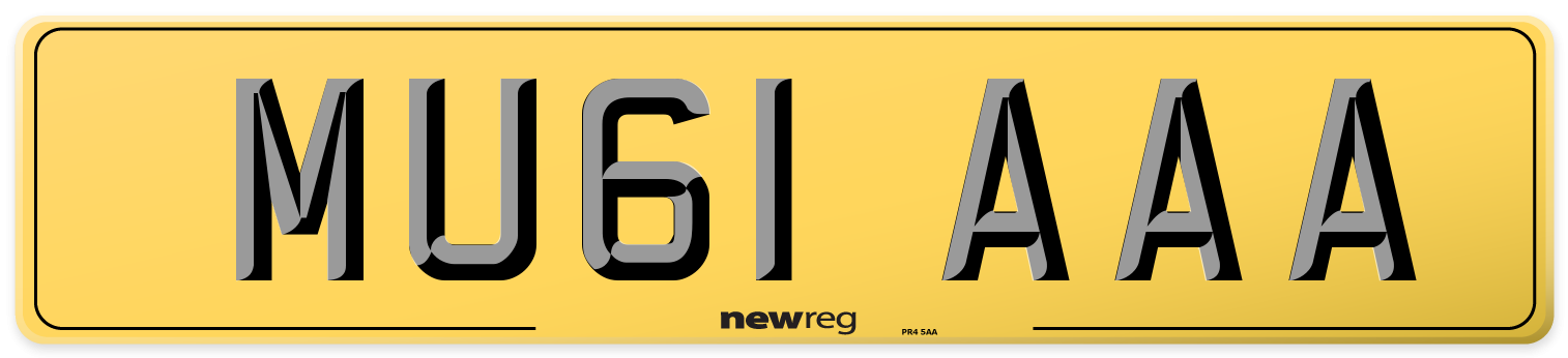 MU61 AAA Rear Number Plate