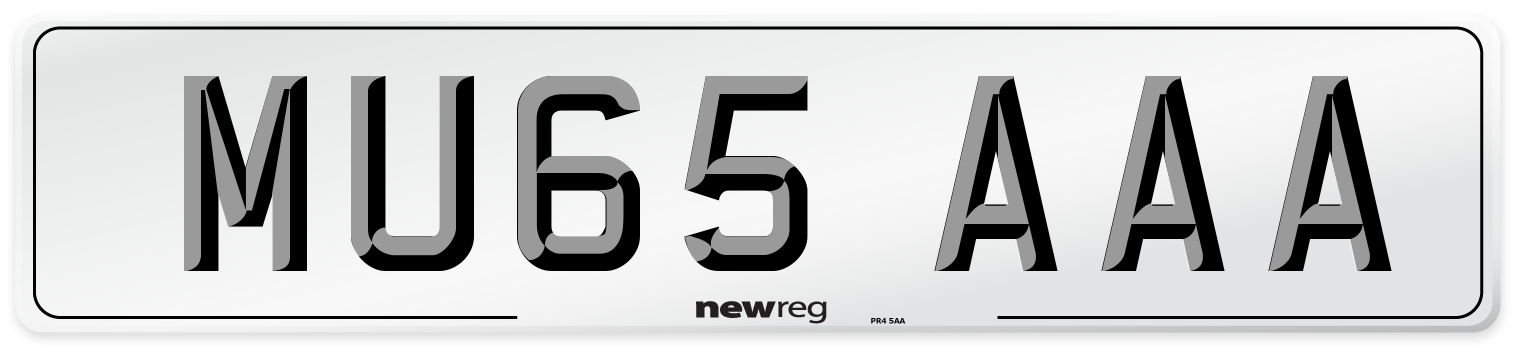 MU65 AAA Front Number Plate