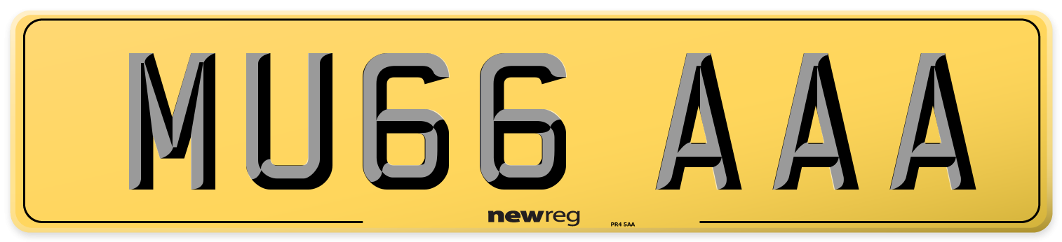 MU66 AAA Rear Number Plate