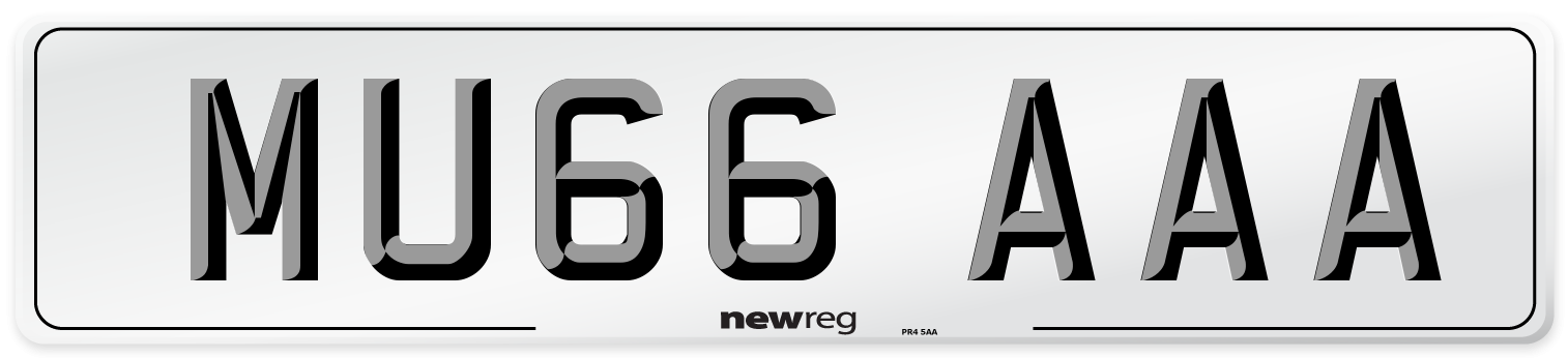 MU66 AAA Front Number Plate