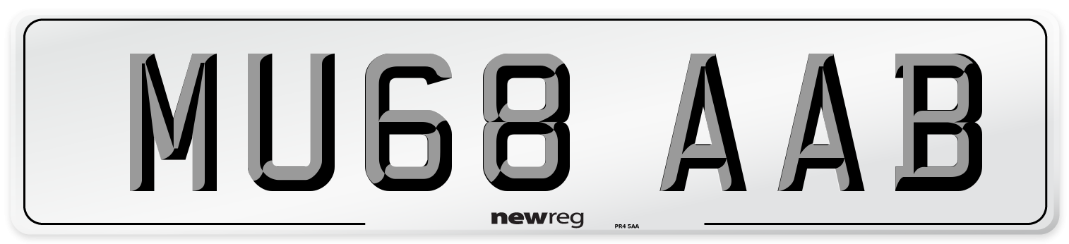 MU68 AAB Front Number Plate