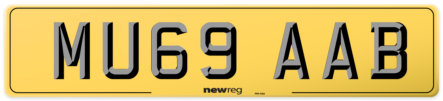 MU69 AAB Rear Number Plate