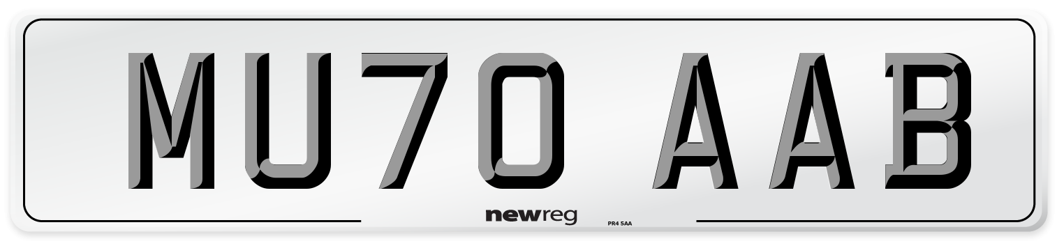 MU70 AAB Front Number Plate