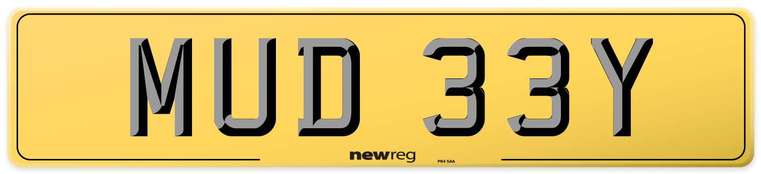 MUD 33Y Rear Number Plate