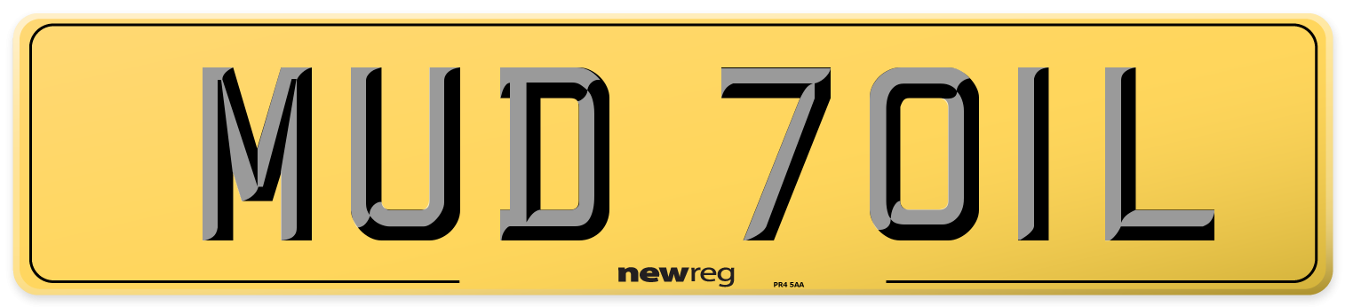 MUD 701L Rear Number Plate