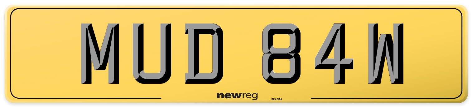 MUD 84W Rear Number Plate