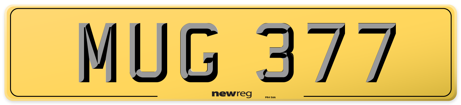 MUG 377 Rear Number Plate