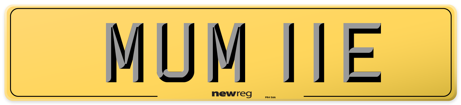 MUM 11E Rear Number Plate