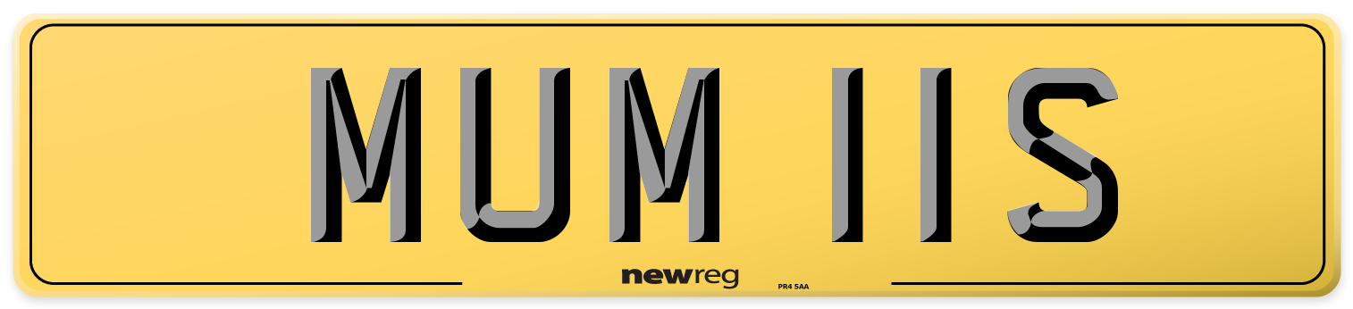 MUM 11S Rear Number Plate