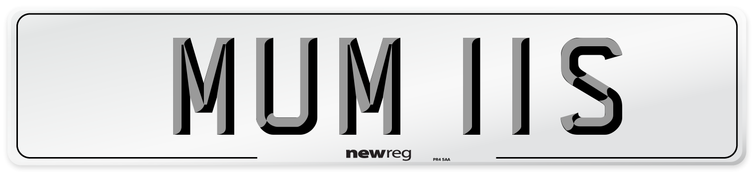 MUM 11S Front Number Plate