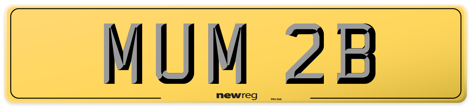 MUM 2B Rear Number Plate
